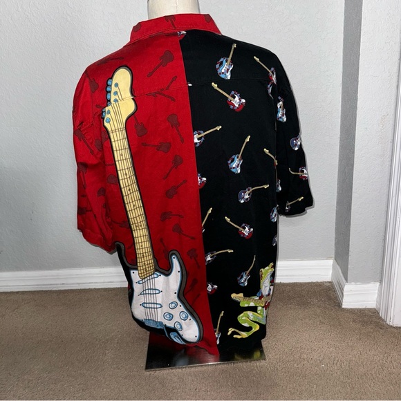 Chillwear Y2K frog guitar all over print graphic Button Front Shirt XL - Picture 11 of 12
